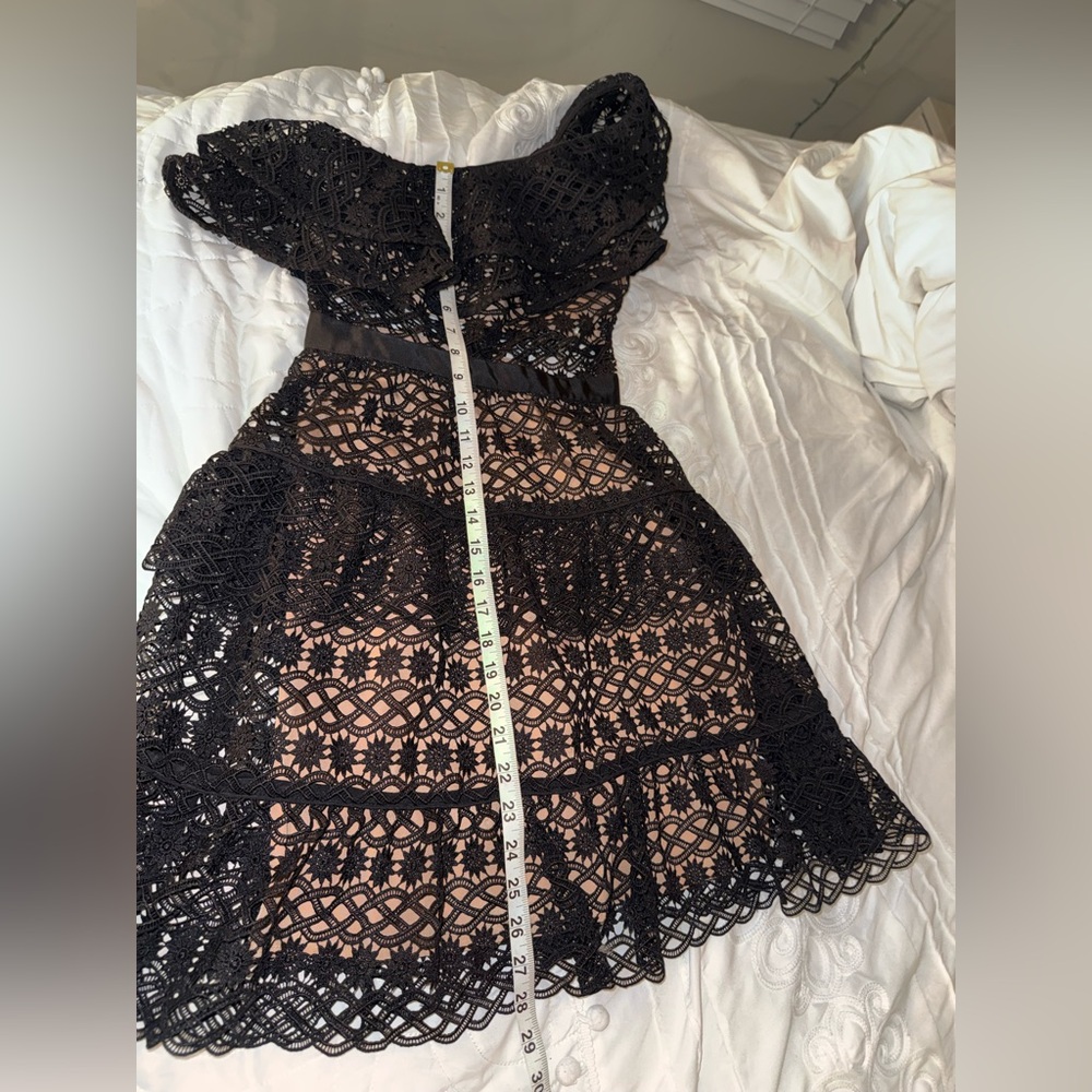 Self-Portrait Guipure Lace One Shoulder Mini Dress Black NWT Size 0 - Picture 9 of 16
